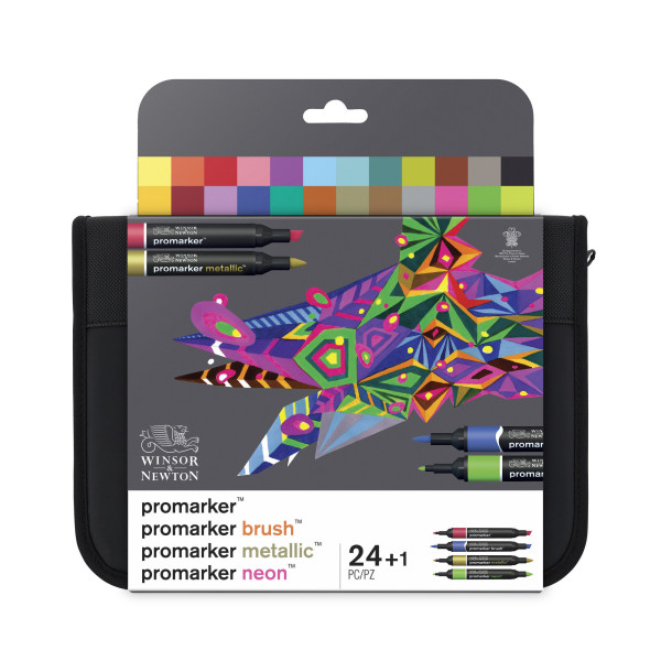 Trousse Promarker - 24+1 feutres - Double pointes - Assortis - Winsor et Newton