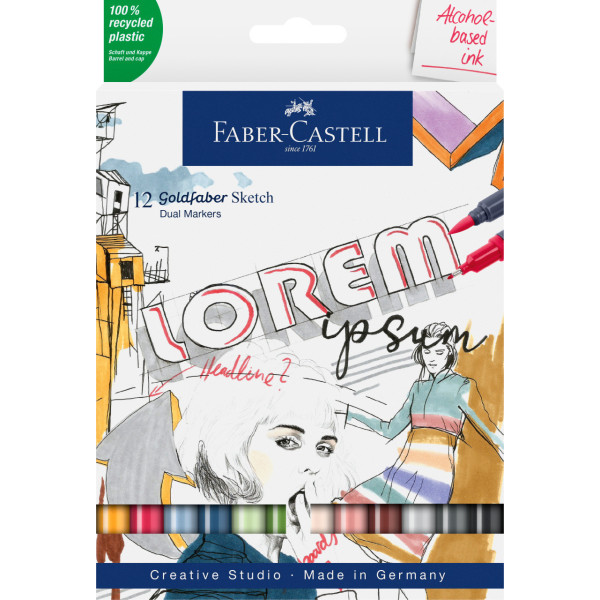 photo-12 Feutres de coloriage - A base d'alcool - Double pointes - Goldfaber Sketch - Faber Castell