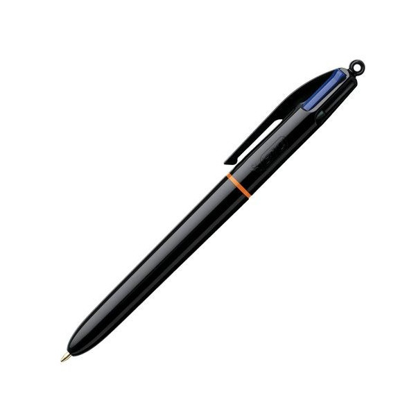 Stylo - 4 couleurs - Pointe moyenne - Bic - Corps noir pas cher