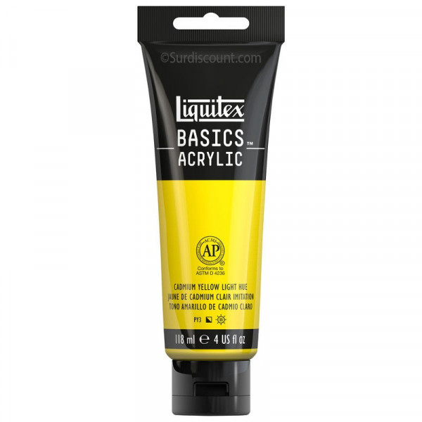 Peinture Acrylique en tube - jaune de cadmium clair - Liquitex Basics pas cher