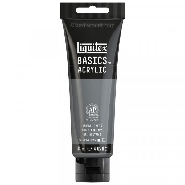 Peinture Acrylique en tube - gris neutre n5 - Liquitex Basics pas cher-7148