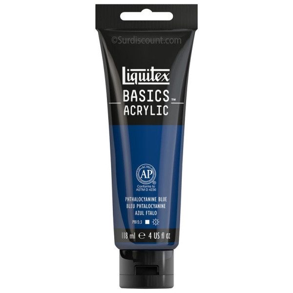 Peinture Acrylique en tube - bleu phtalocyanine - Liquitex Basics pas cher-7150