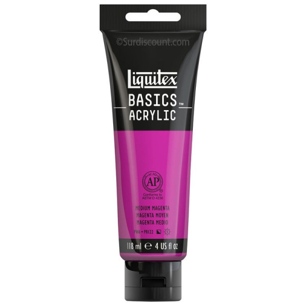 Peinture Acrylique en tube - magenta moyen - Liquitex Basics pas cher-7157