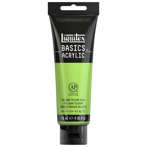 Peinture Acrylique en tube - vert jaune brillant - Liquitex Basics pas cher