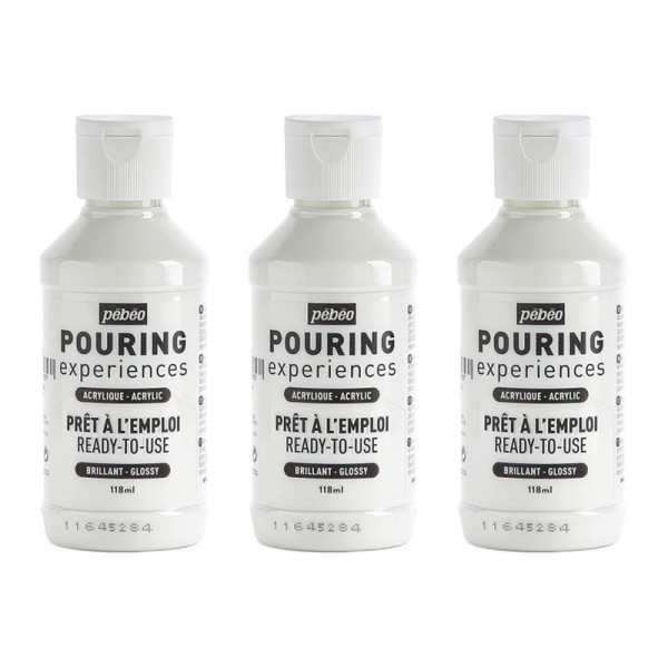 Peinture acrylique - Pouring - Pébéo - Blanc de titane - lot de 3 flacons - 118ml