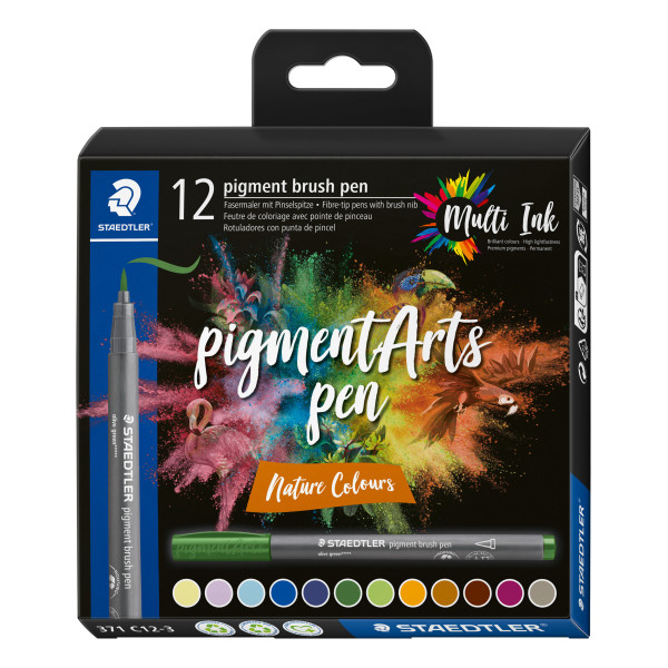 12 feutres - Pointe pinceau - Staedtler - Pigment Arts Pen - Couleurs nature
