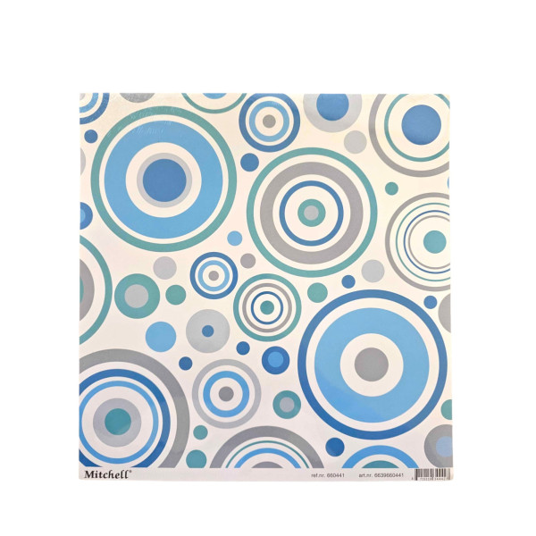10 feuilles de papier - Scrapbooking - Motifs ronds - Bleu/Gris - 30,5 x 30,5 cm - Erica