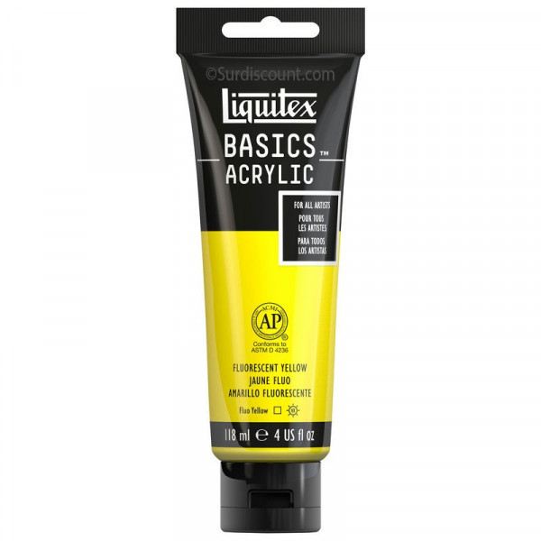 Peinture Acrylique en tube - jaune fluo - Liquitex Basics pas cher