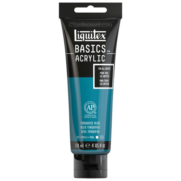 Peinture Acrylique en tube - bleu turquoise - Liquitex Basics pas cher-7181