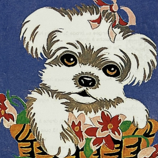 Kit canevas 18 x 14 cm Margot Canevas motif chiot blanc puppy