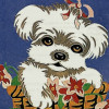 Kit canevas 18 x 14 cm Margot Canevas motif chiot blanc puppy