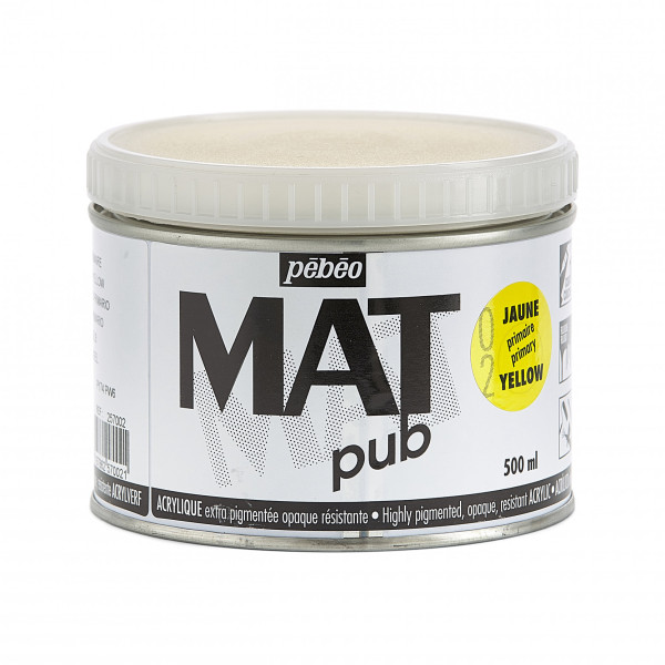 photo-Peinture acrylique - Extra mate - Jaune primaire - Pébéo - Mat Pub - 500ml