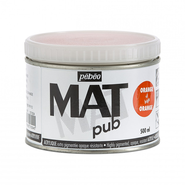 photo-Peinture acrylique - Extra mate - Orange vif - Pébéo - Mat Pub - 500ml