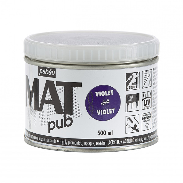 Peinture acrylique - Extra mate - Violet cobalt - Pébéo - Mat Pub - 500ml