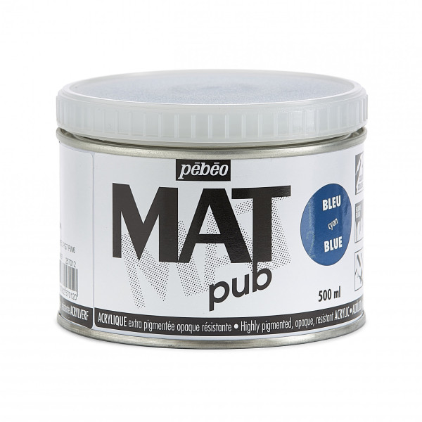 photo-Peinture acrylique - Extra mate - Bleu cyan - Pébéo - Mat Pub - 500ml