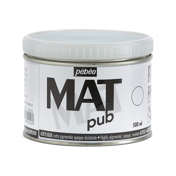 PHOTO-Peinture acrylique - Extra mate - Bleu turquoise - Pébéo - Mat Pub - 500ml