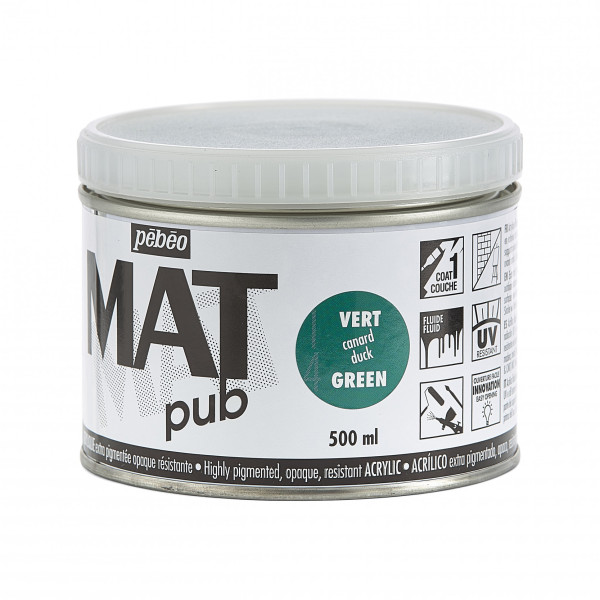 Peinture acrylique - Extra mate - Vert canard - Pébéo - Mat Pub - 500ml