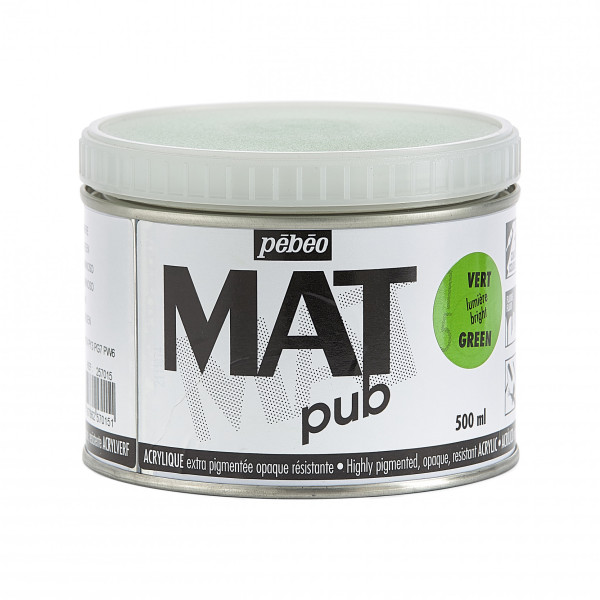 photo-Peinture acrylique - Extra mate - Vert lumière - Pébéo - Mat Pub - 500ml