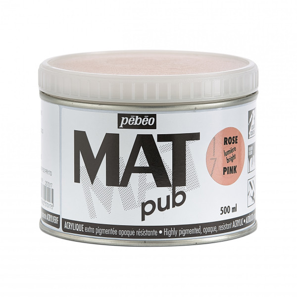 PHOTO-Peinture acrylique - Extra mate - Rose lumière - Pébéo - Mat Pub - 500ml