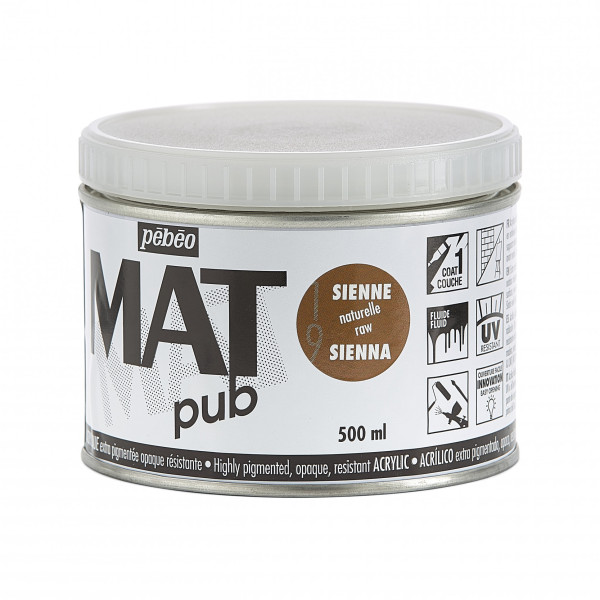Peinture acrylique - Extra mate - Sienne naturelle - Pébéo - Mat Pub - 500ml