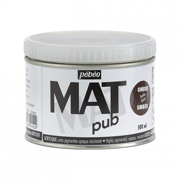photo-Peinture acrylique - Extra mate - Ombre brûlée - Pébéo - Mat Pub - 500ml