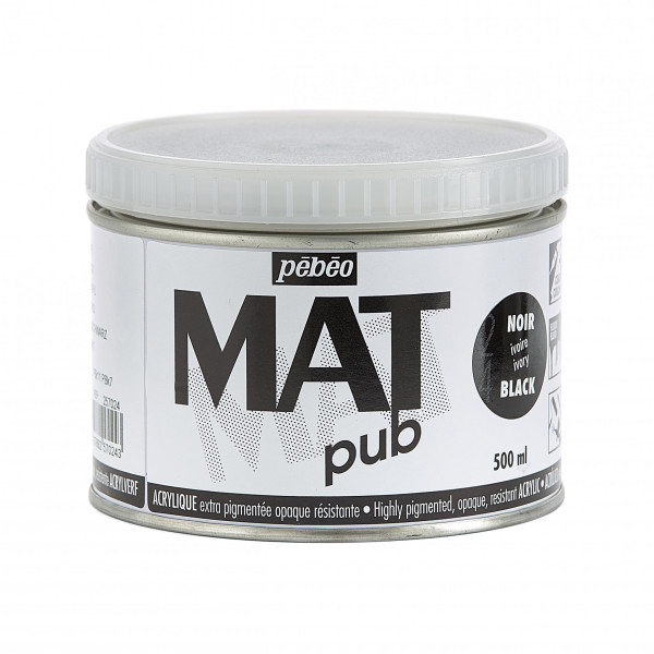 photo-Peinture acrylique - Extra mate - Noir Ivoire - Pébéo - Mat Pub - 500ml