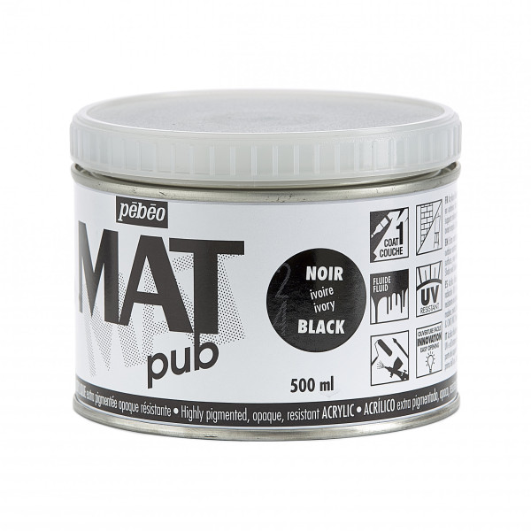 Peinture acrylique - Extra mate - Noir Ivoire - Pébéo - Mat Pub - 500ml