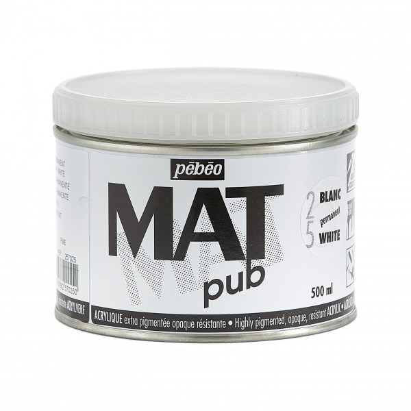 photo-Peinture acrylique - Extra mate - Blanc permanent - Pébéo - Mat Pub - 500ml