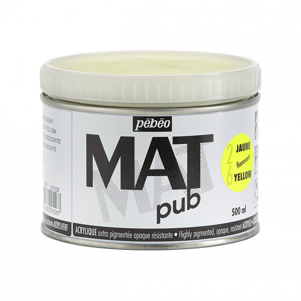 photo-Peinture acrylique - Extra mate - Jaune fluo - Pébéo - Mat Pub - 500ml