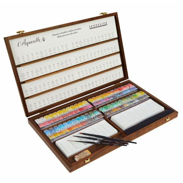 photo-Peinture aquarelle - Sennelier - L'Aquarelle - Coffret prestige - 96 couleurs