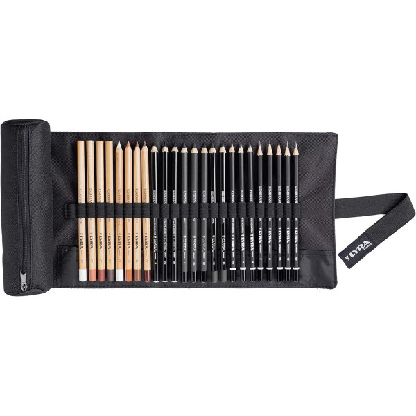 photo-Crayons de couleur - Beaux-arts - Trousse - 24 pièces - Rembrandt Sketching roll - Lyra