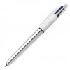 Stylo - 4 Couleurs - Pointe Moyenne - Bic - Corps Métal Argent pas cher