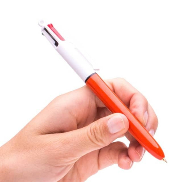 Stylo Bic - 4 Couleurs - Pointe Fine - Corps Orange | Surdiscount