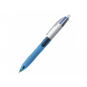 Stylo - 4 Couleurs - Pointe Moyenne - Bic - Grip Corps Bleu pas cher