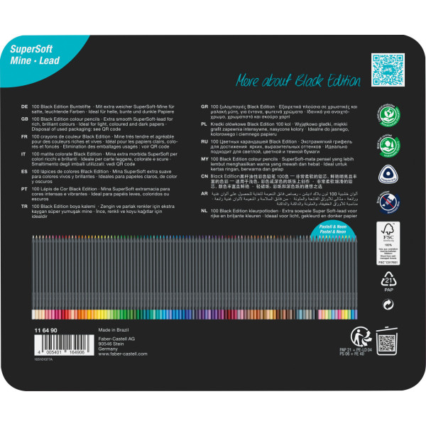 Crayons de couleurs - Coloriage - Faber-Castell - Black Edition - Boite 100 couleurs