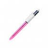 Stylo - 4 Couleurs - Pointe Moyenne - Bic - Corps Métal Rose pas cher