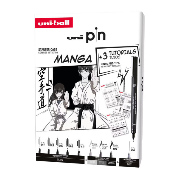 Feutres - Dessin - Manga - Noir - Uni-Pin - Uni-Ball - Coffret Manga 8 feutres
