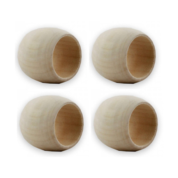 Lot de 4 ronds de serviette - Bois - A décorer - 5 cm de diamètre