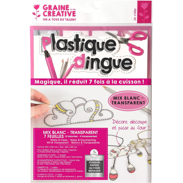 Feuilles de plastique dingue - Plastique fou - Transparent et blanc - 26x20cm