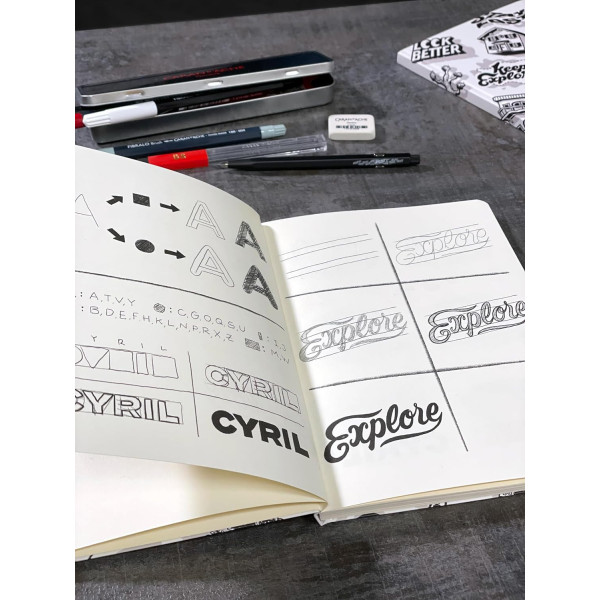 Coffret - Caran d'Ache - Porte-mine HB - 5 feutres Fibralo - Gomme - Creative Nomad Set