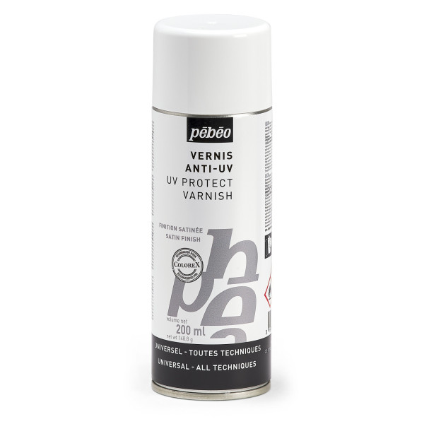 photo-Bombe de vernis - Anti-UV - Transparent - Satiné - Tous supports - Pébéo - 200ml