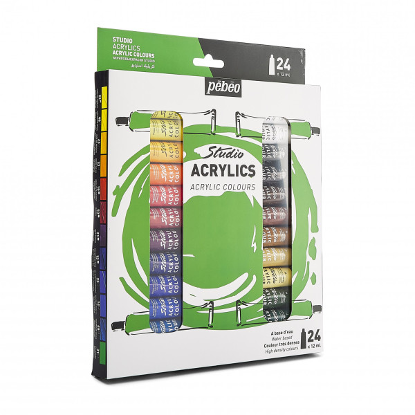 Peinture acrylique - Pébéo - Studio Acrylics - 24 tubes 12ml - Mat satiné