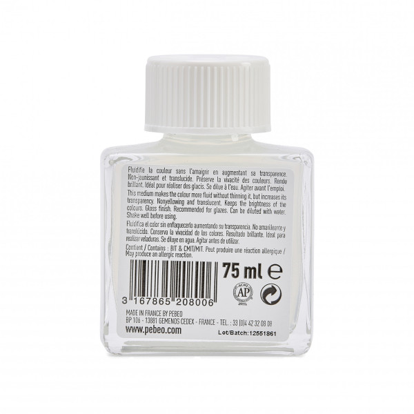 Médium - Brillant - Incolore - Peinture acrylique - Pébéo - Flacon 75ml