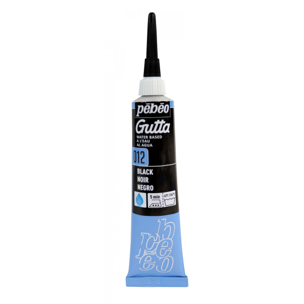 Peinture pour soie - Noir - Pébéo - Setasilk - Gutta à l'eau - Tube de 20ml