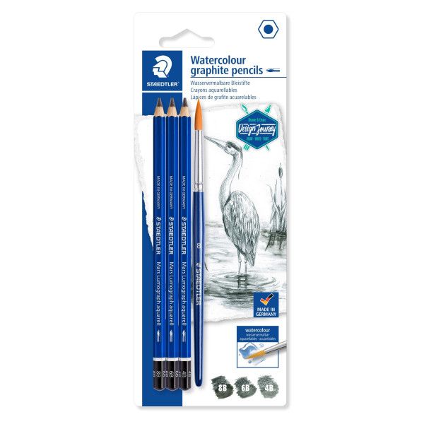 photo-Crayons graphite - Aquarellable - 8B 6B 4B - Mars Lumograph Aquarell - Staedtler