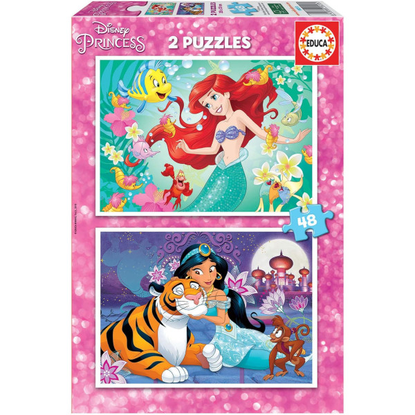 photo-Puzzle - Princesse Disney - Enfant - Ariel et Jasmine - 2 x 48 pièces - Educa