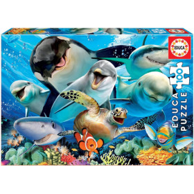 photo-Puzzle - 100 pièces - Selfie sous l'eau - Animaux marins - 40x28cm - Educa