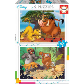 photo-Puzzle - Disney - Enfant - Roi lion - Livre de la jungle - 2 x 20 pièces - Educa