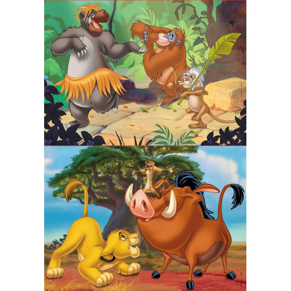 Puzzle - Disney - Enfant - Roi lion - Livre de la jungle - 2 x 20 pièces - Educa