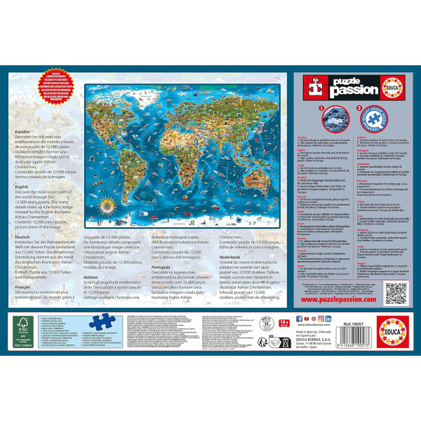 Puzzle - 12 000 pièces - Les merveilles du monde - 214x156 cm - Educa